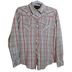 Ariat Plaid Western Pearl Snap Button Up Shirt Workwear Rodeo Womens Size L